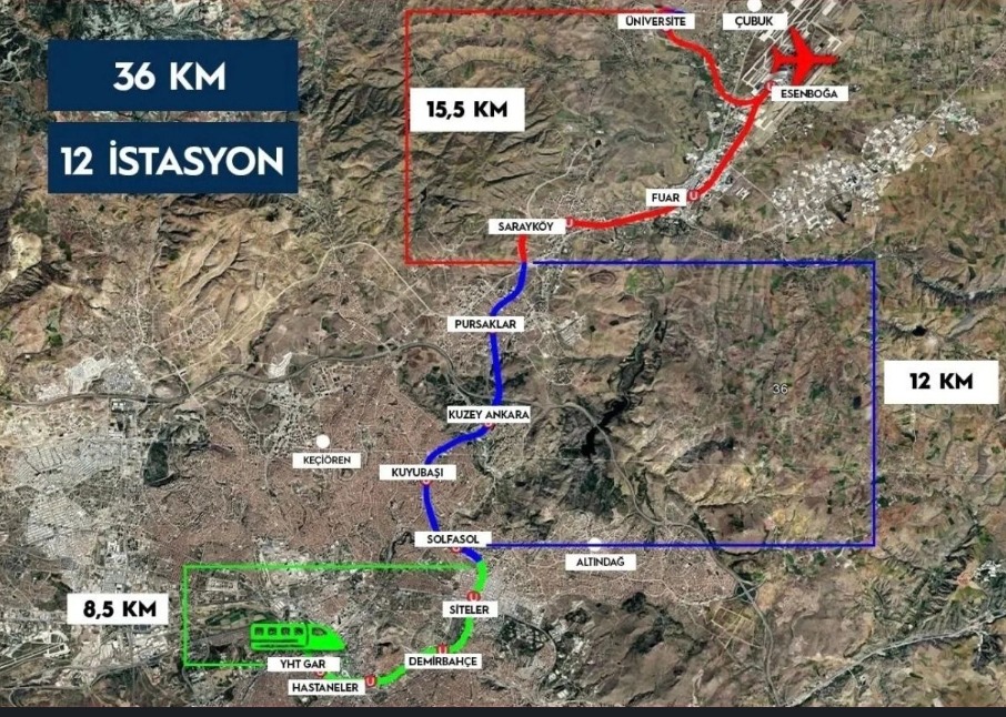 Ankara’da Esenboğa Havalimanı’na 36 Kilometrelik Raylı Sistem