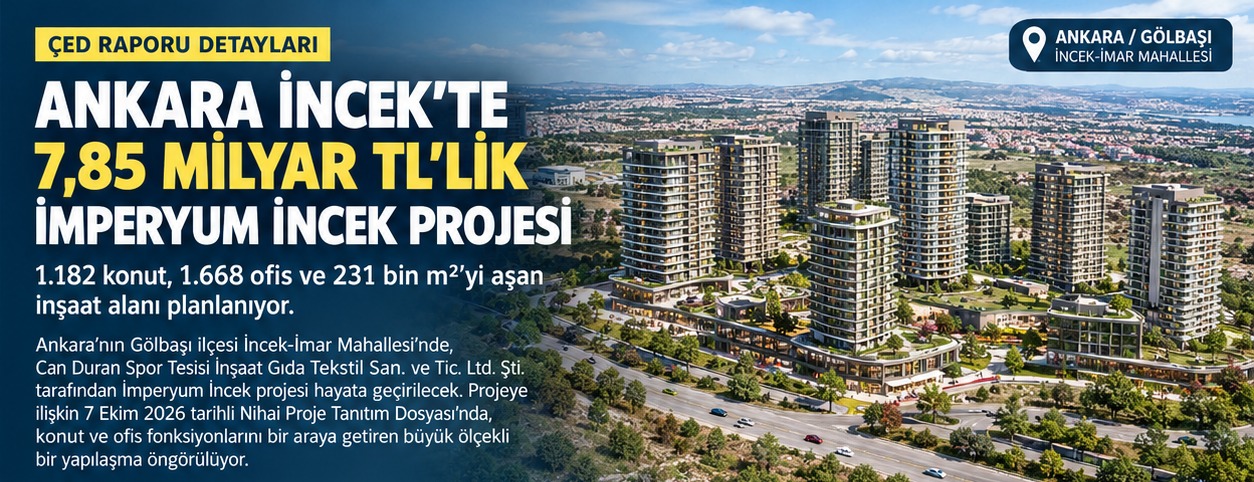 ANKARA İNCEK'TE 7,85 MİLYAR TL'LİK İMPERYUM İNCEK PROJESİ