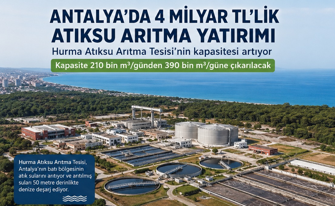 Antalya'da 4 Milyar TL'lik Atıksu Arıtma Yatırımı: Hurma AAT Kapasitesi 390 Bin m³/Güne Çıkacak