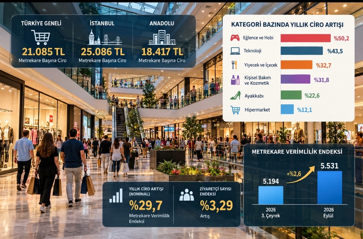 AVM’lerde Metrekare Başına Ciro 21.085 TL’ye Yükseldi: Eğlence ve Teknoloji Öne Çıktı