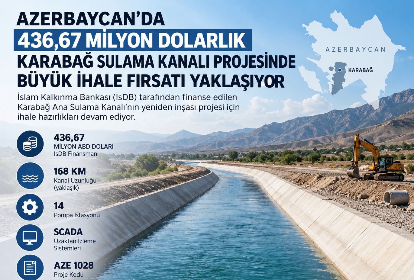 Azerbaycan'da 436,67 Milyon Dolarlık Karabağ Sulama Kanalı Projesinde Büyük İhale Fırsatı Yaklaşıyor