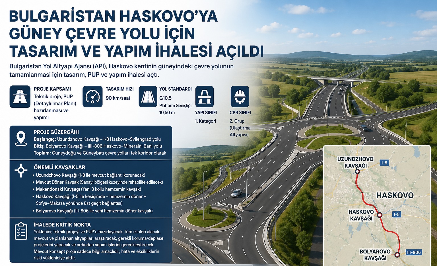 Bulgaristan Haskovo'ya Güney Çevre Yolu İçin Tasarım ve Yapım İhalesi Açıldı