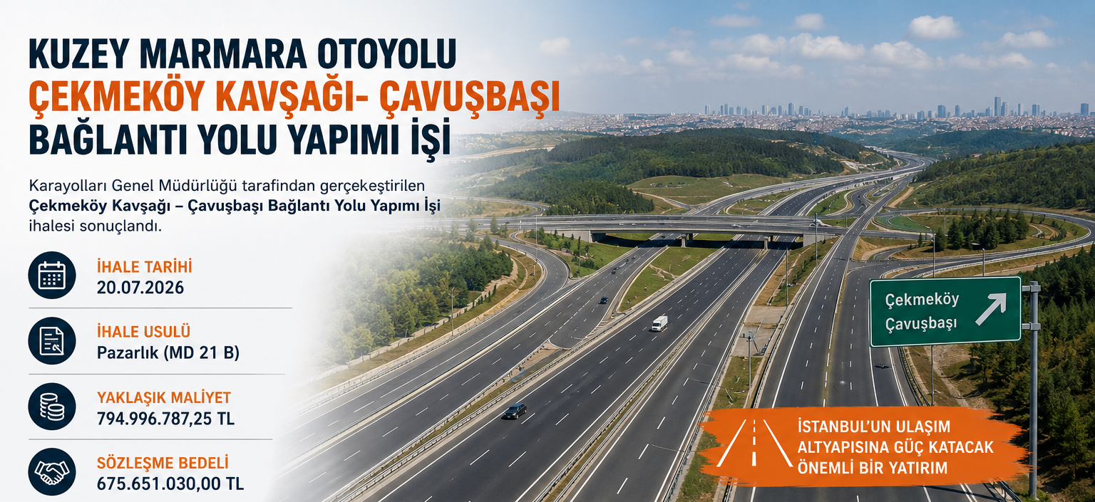 Kuzey Marmara Otoyolu’nda Çekmeköy–Çavuşbaşı Bağlantı Yolu İhalesi Sonuçlandı