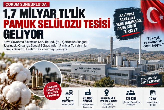 Çorum Sungurlu'ya 1,7 Milyar TL'lik Pamuk Selülozu Tesisi Geliyor