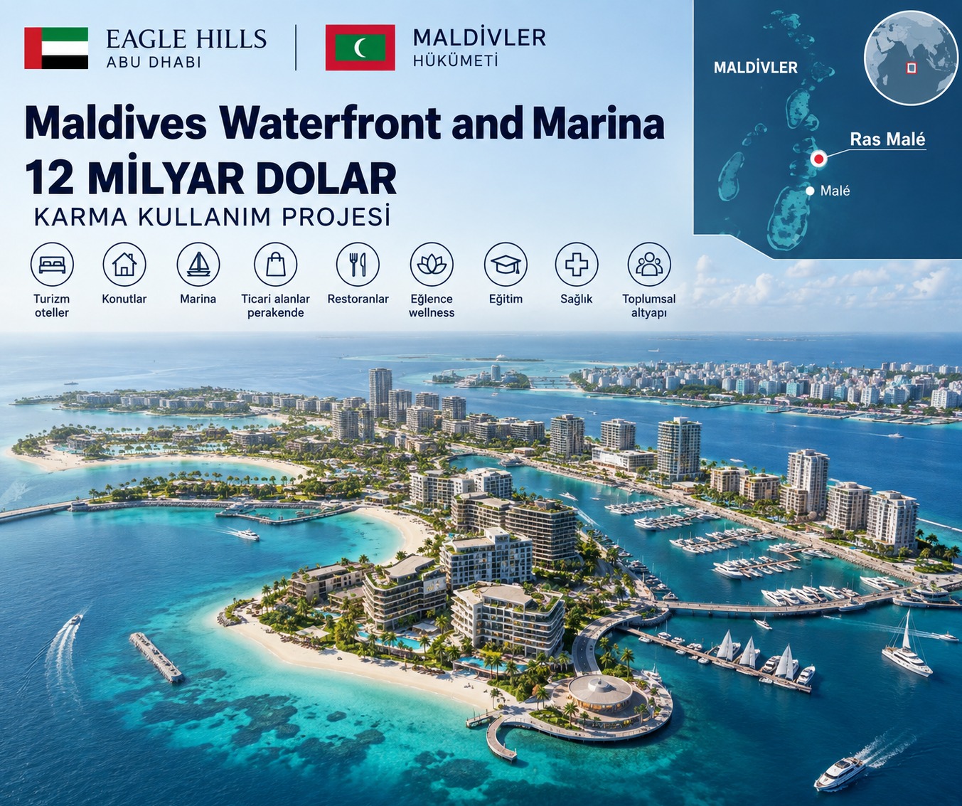 Eagle Hills'ten Maldivler'e 12 Milyar Dolarlık Karma Kullanım Projesi