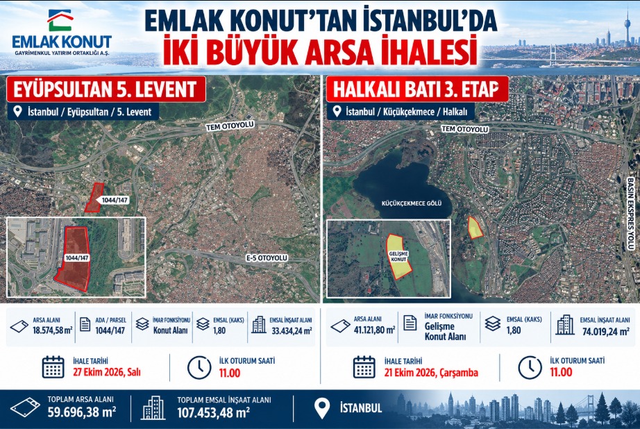 Emlak Konut'tan İstanbul'da İki Büyük Arsa Gelir Paylaşımı İhalesi