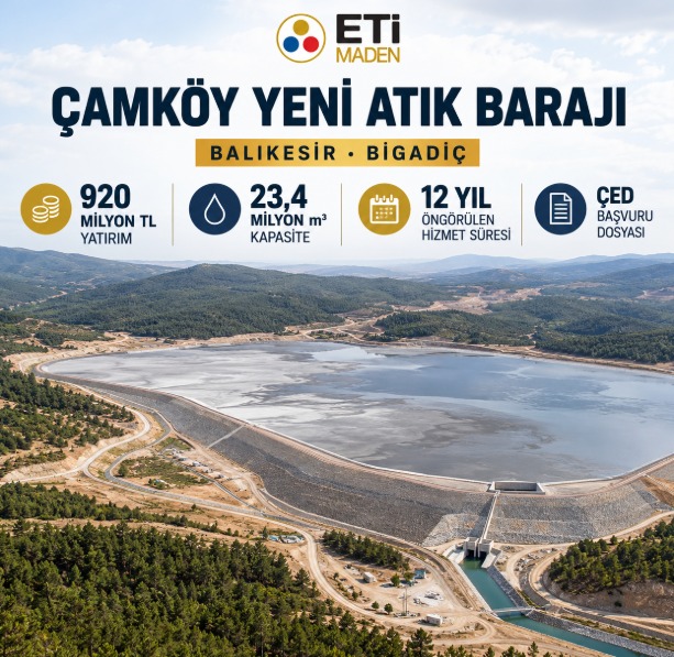 ETİ MADEN'DEN BALIKESİR BİGADİÇ'E 920 MİLYON TL'LİK YENİ ATIK BARAJI PROJESİ