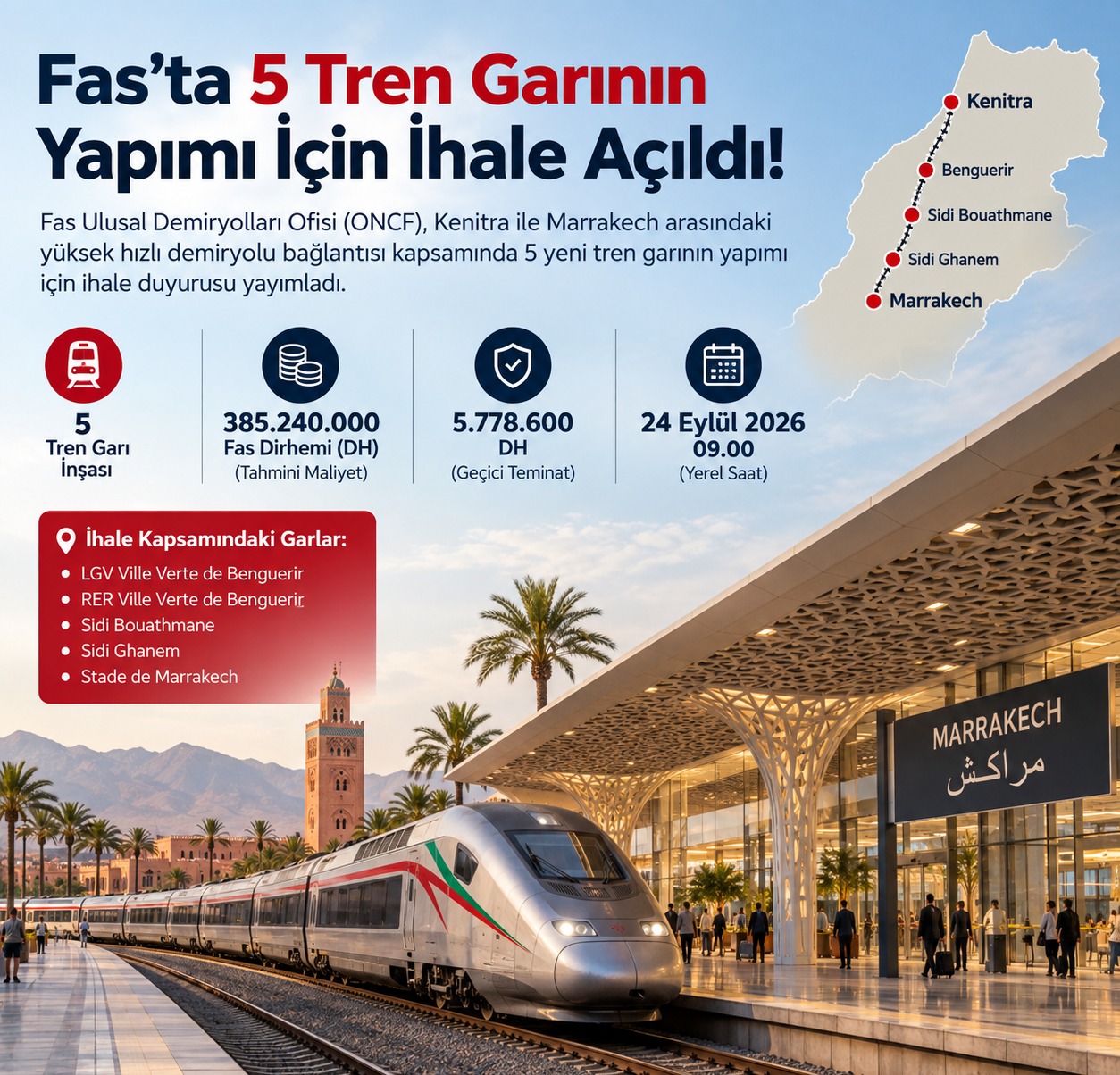 Fas'ta 5 Tren Garının Yapımı İçin 385,24 Milyon DH'lik İhale