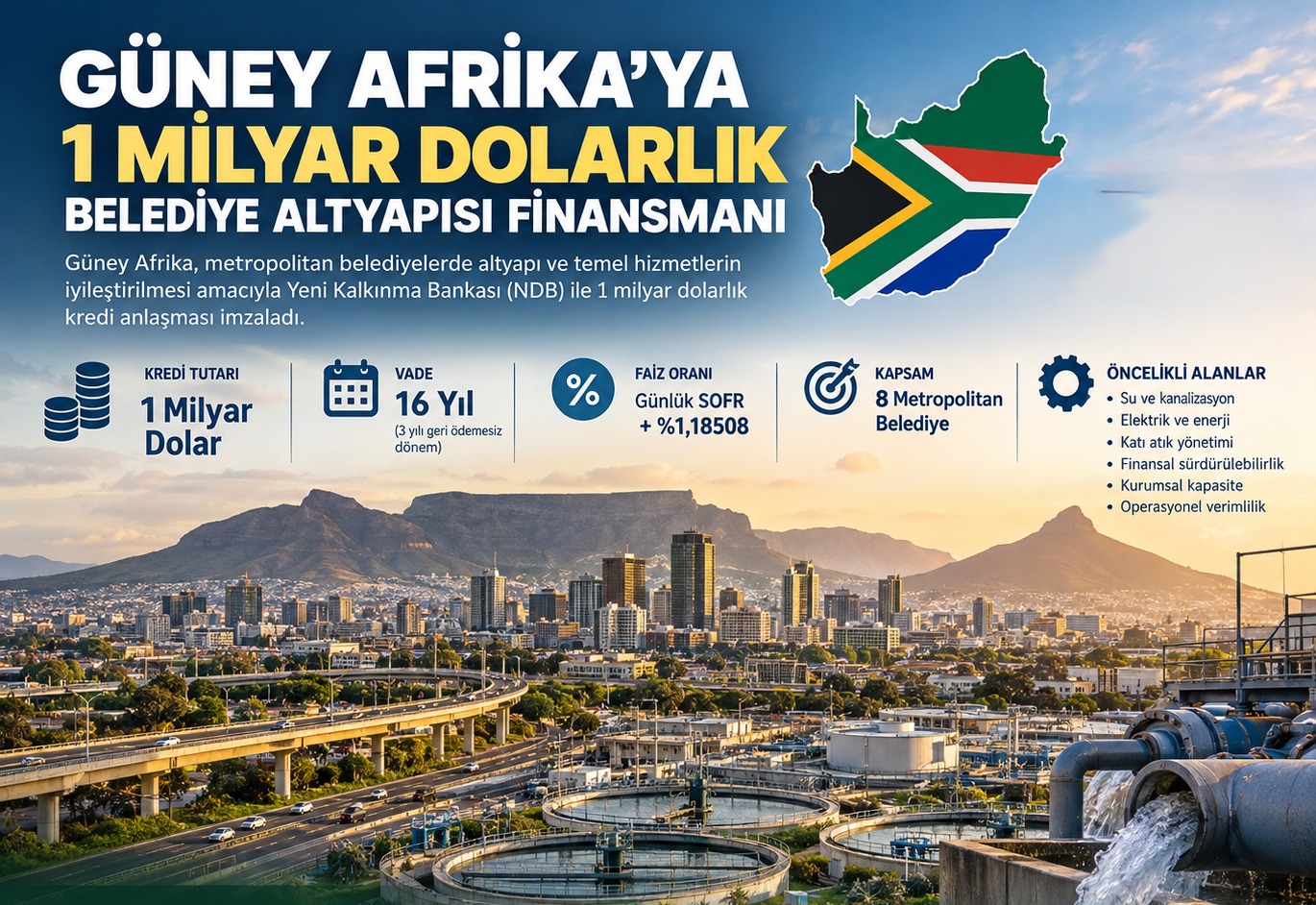 Güney Afrika'ya Belediye Altyapısı İçin NDB'den 1 Milyar Dolarlık Finansman