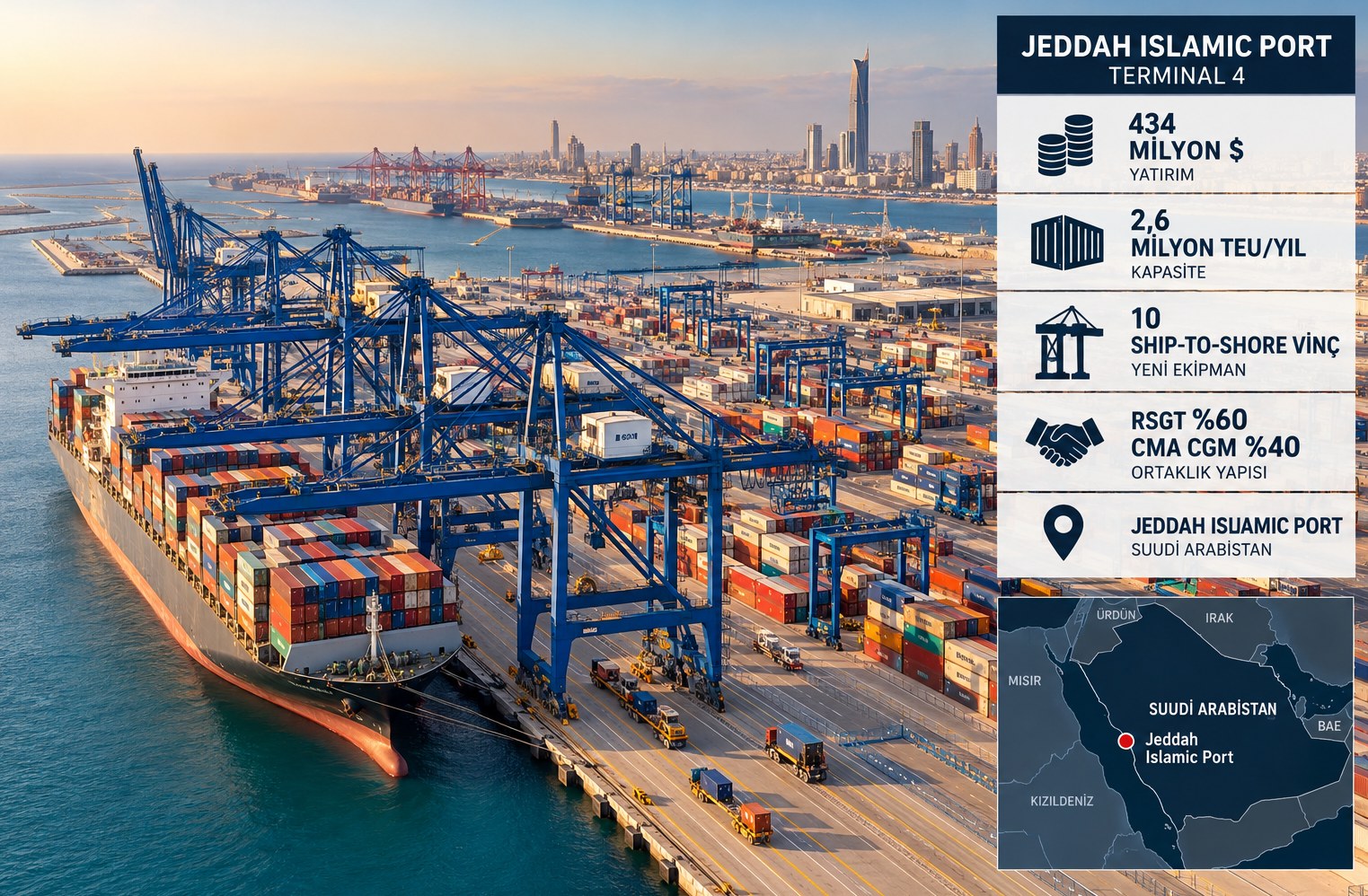 Jeddah Islamic Port'ta 434 Milyon Dolarlık Yeni Konteyner Terminali