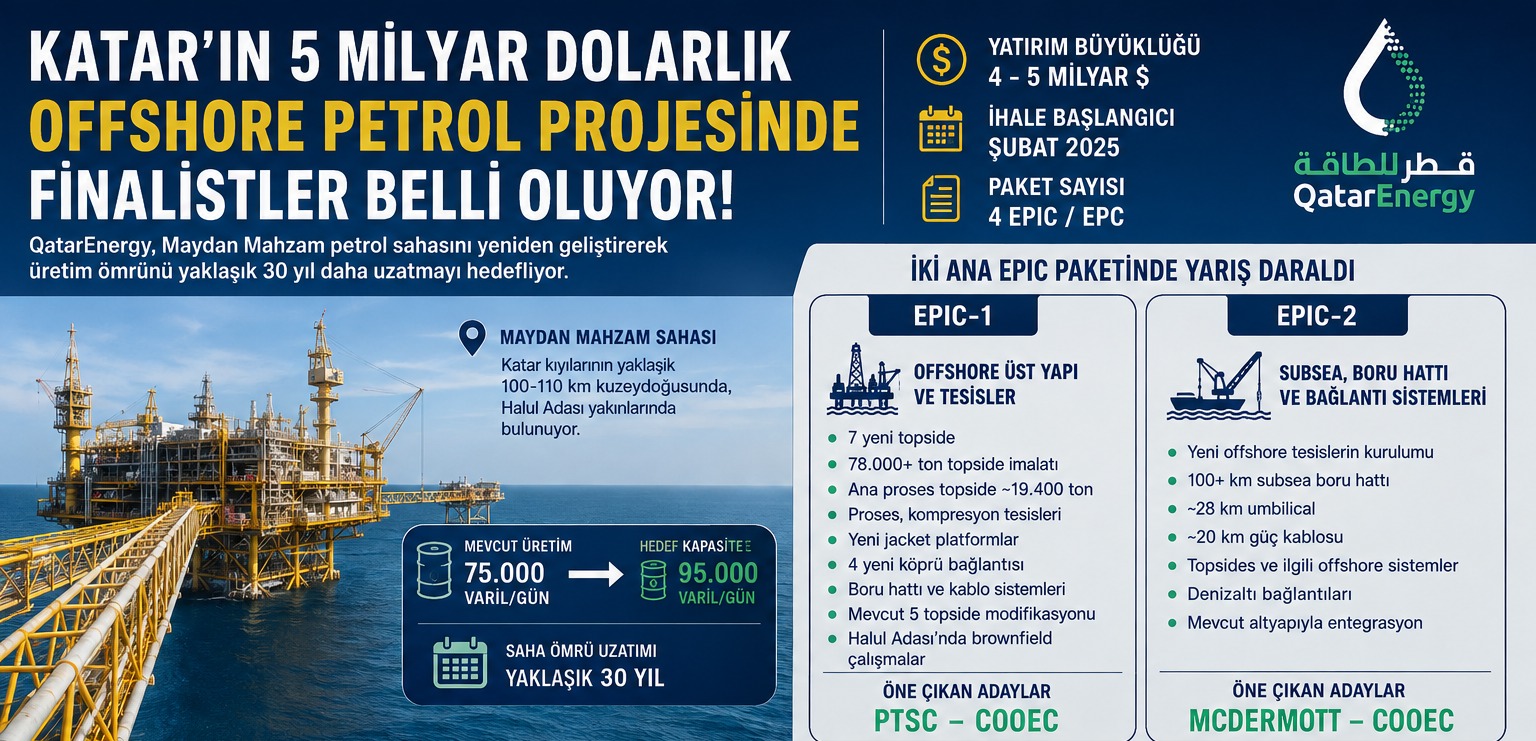 Katar'ın 5 Milyar Dolarlık Offshore Petrol Projesinde Finalistler Belli Oluyor: COOEC Her İki Dev Pakette de Yarışta