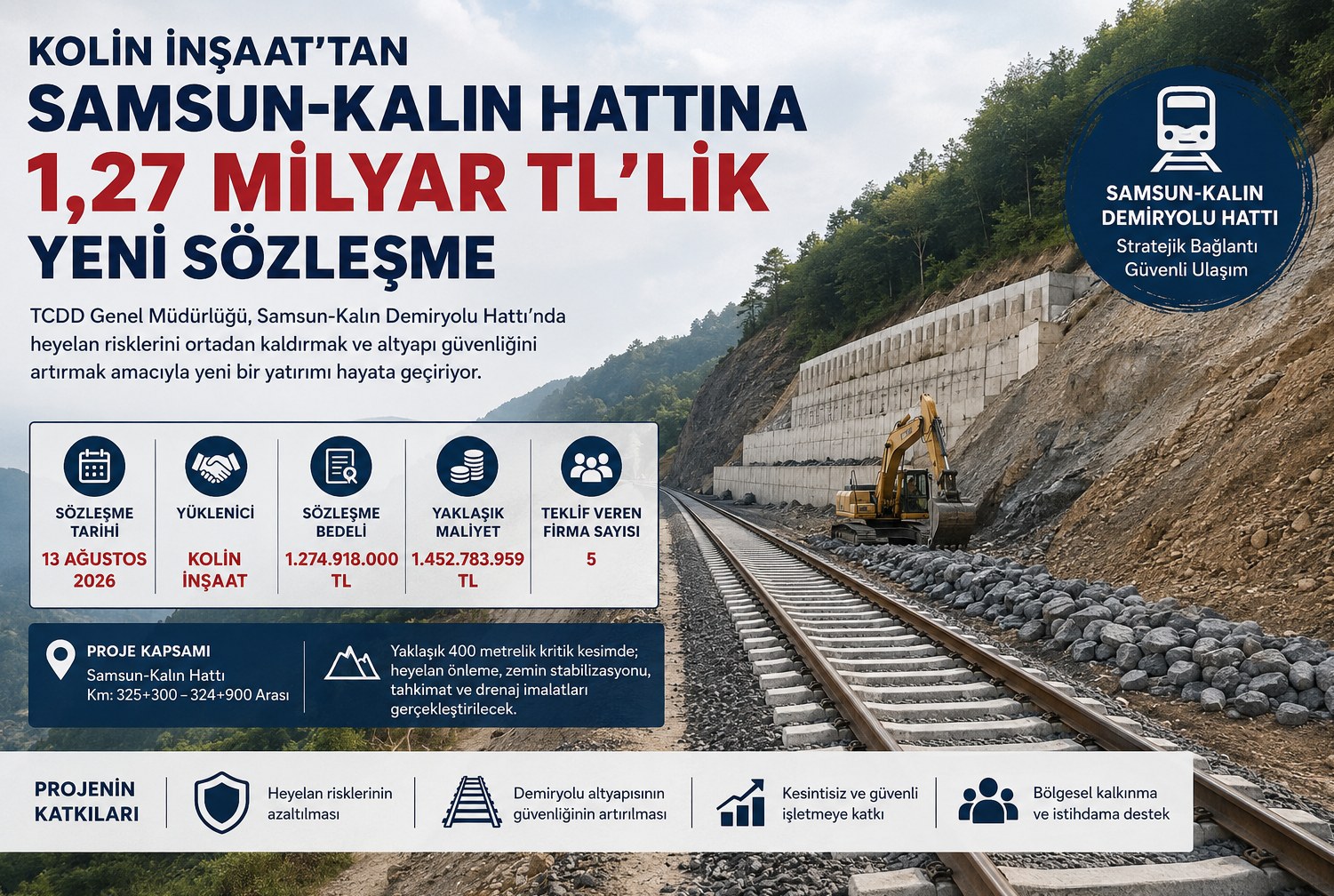 Kolin İnşaat'tan Samsun-Kalın Hattına 1,27 Milyar TL'lik Yeni Sözleşme