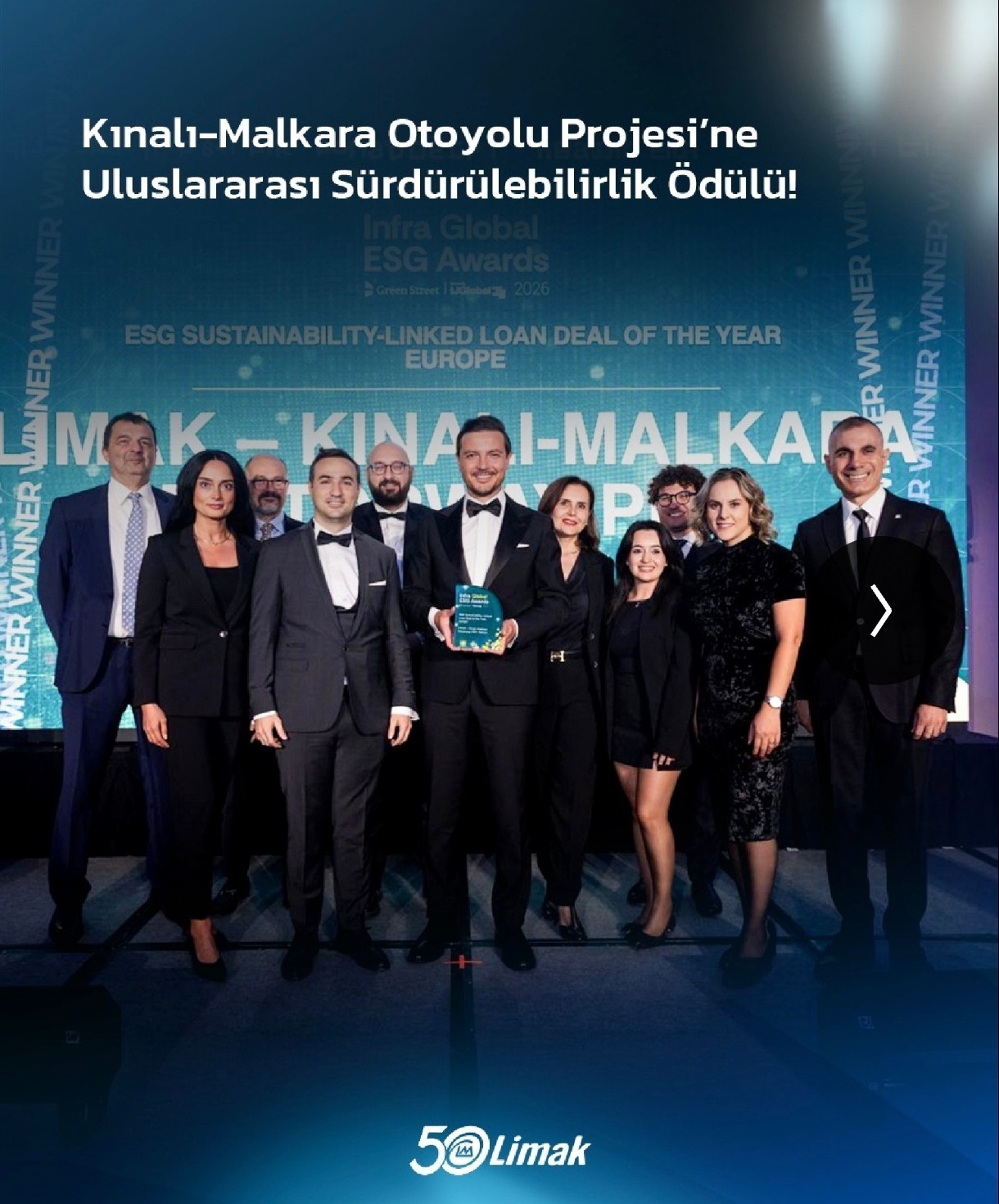 Limak'ın Kınalı-Malkara Otoyolu Projesi'ne Uluslararası Sürdürülebilirlik Ödülü