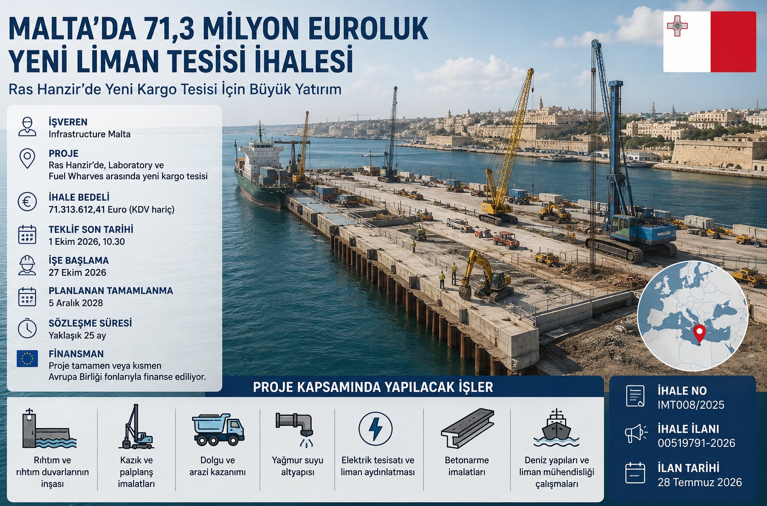 Malta'da 71,3 Milyon Euroluk Yeni Liman Tesisi İhalesi