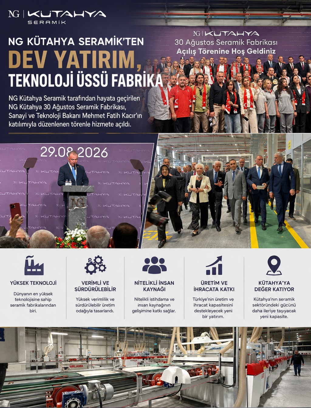 NG Kütahya Seramik'ten Kütahya'ya Dev Yatırım: 30 Ağustos Seramik Fabrikası Açıldı