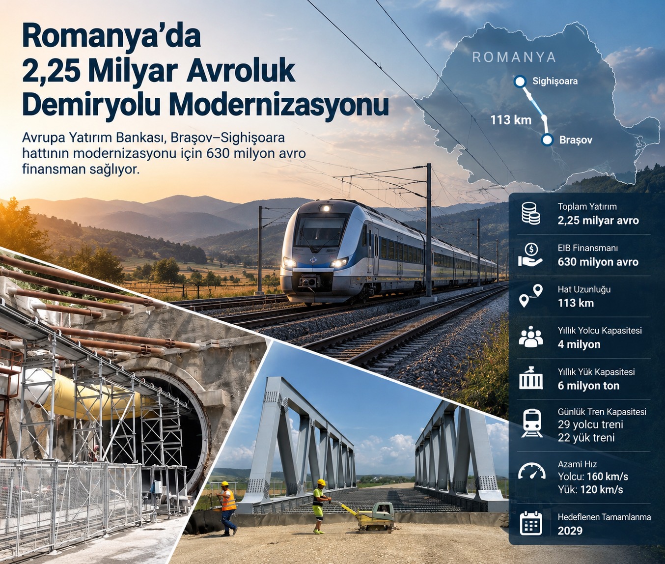 Romanya'da 2,25 Milyar Avroluk Demiryolu Modernizasyonu