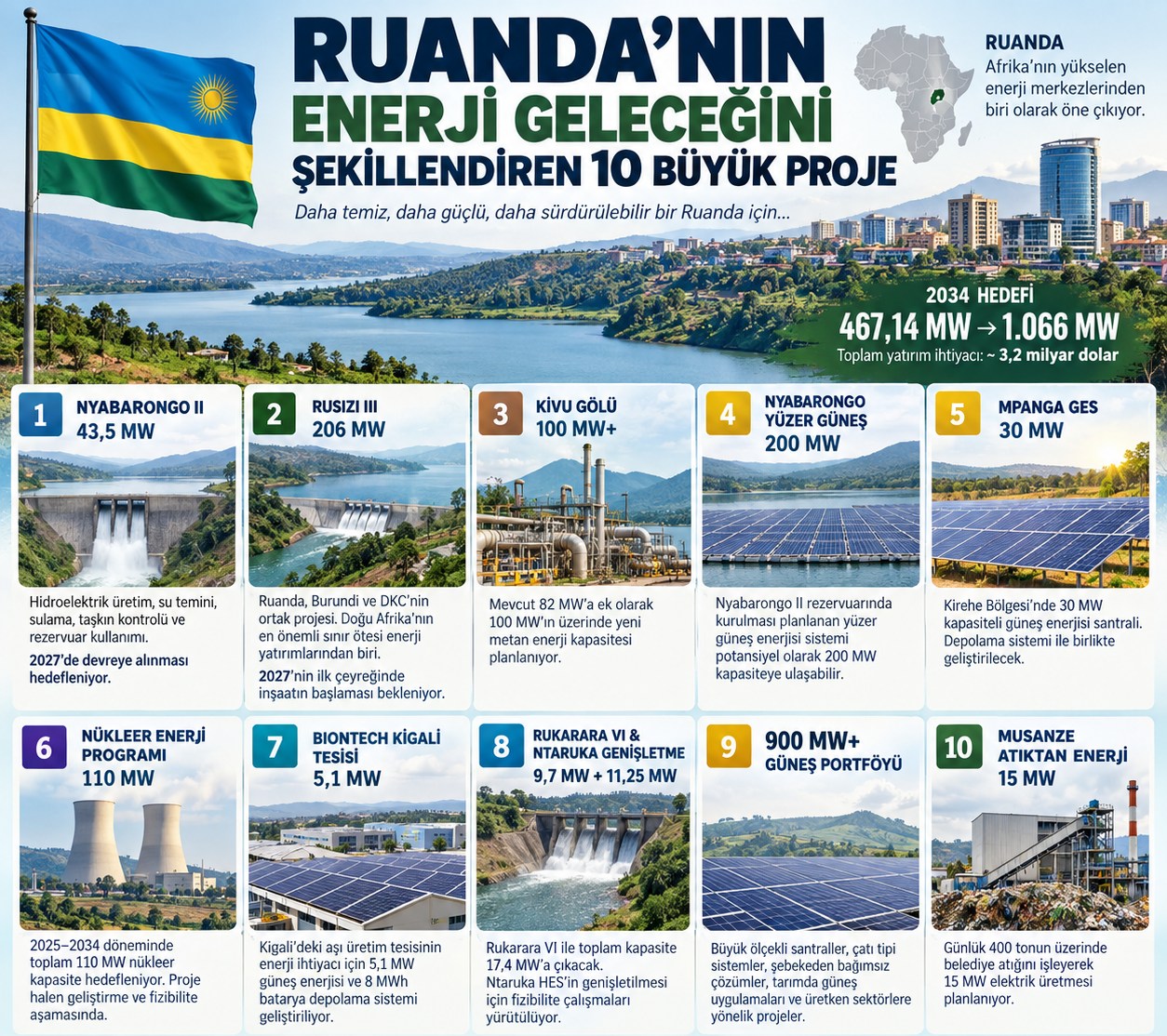 Ruanda'nın Enerji Geleceğini Şekillendiren 10 Büyük Proje