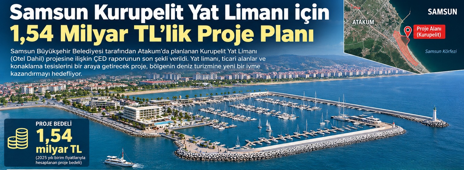 Samsun Kurupelit Yat Limanı İçin 1,54 Milyar TL'lik Proje Planı