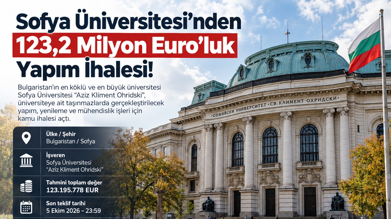 Sofya Üniversitesi'nden 123,2 Milyon Euro'luk Yapım İhalesi