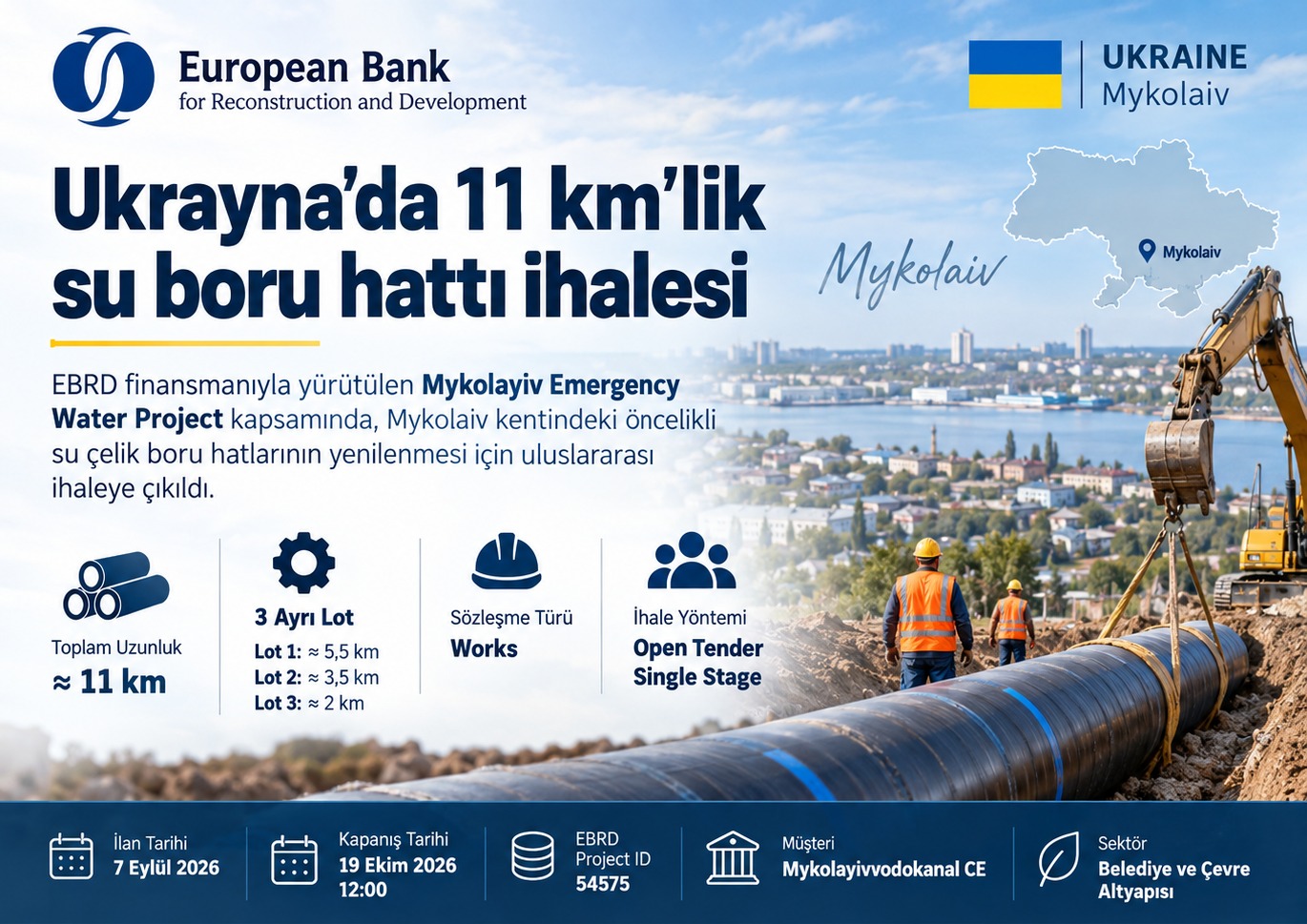 Ukrayna'da Yaklaşık 11 km'lik Çelik Su Boru Hattı Yenilenecek