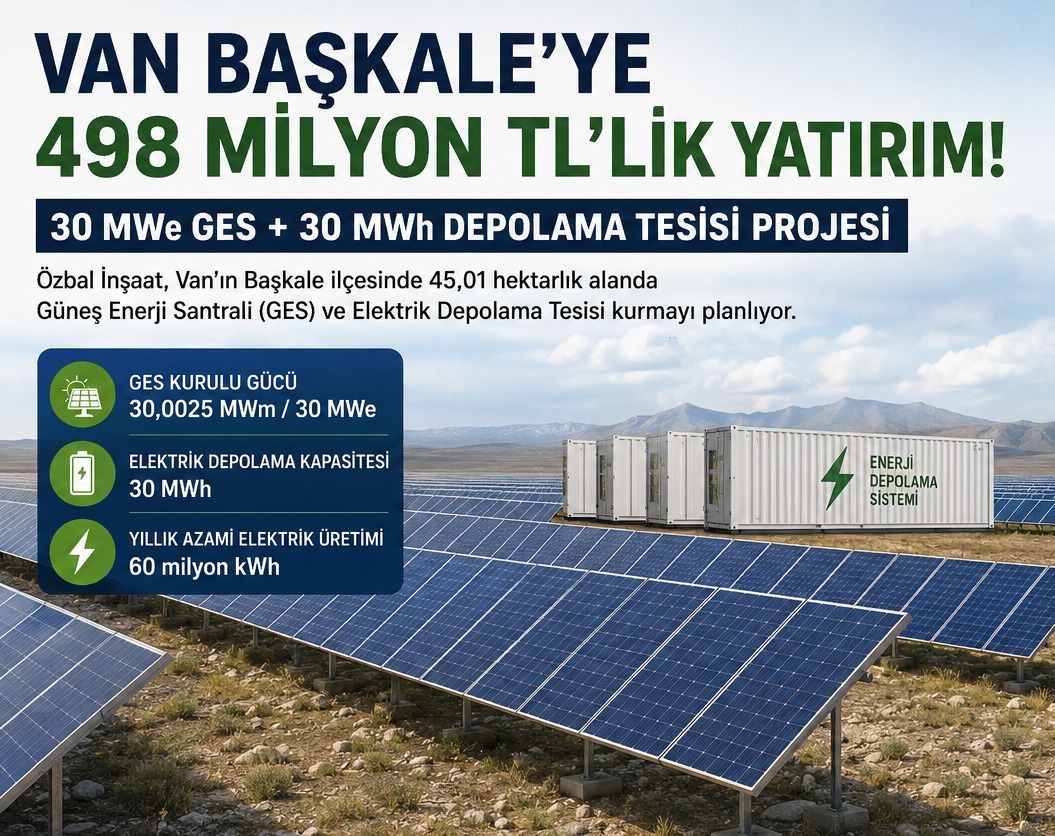 Van Başkale'ye 498 Milyon TL'lik Güneş Enerjisi ve Depolama Tesisi